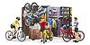 bworld tienda de bicicletas y taller con figura y bicicletas