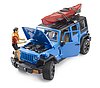 Jeep Wrangler Rubicon Unlimited with kayak and kayaker