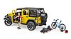 Jeep Wrangler Rubicon w. mountain bike and cyclist