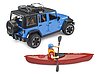 Jeep Wrangler Rubicon Unlimited with kayak and kayaker