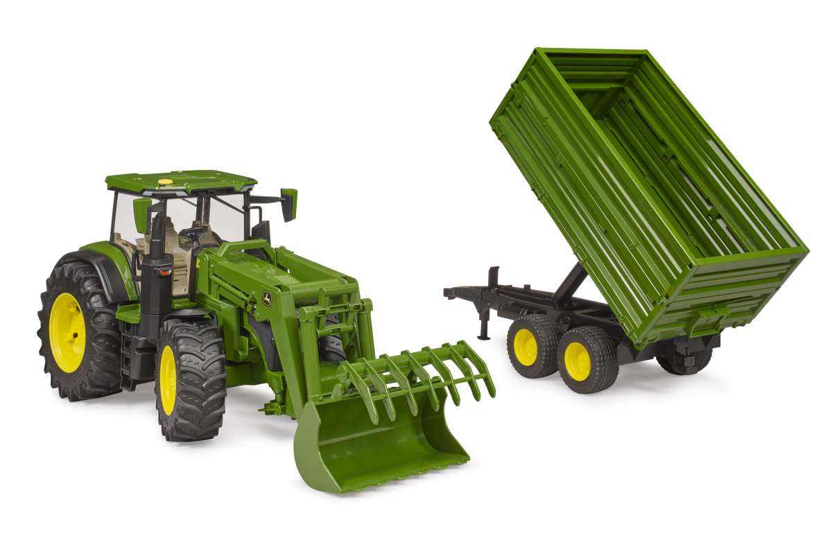 John Deere 7R 350 with frontloader and tandemaxle tipping trailer Tractors Agriculture Categories BRUDER Spielwaren GmbH Co. KG